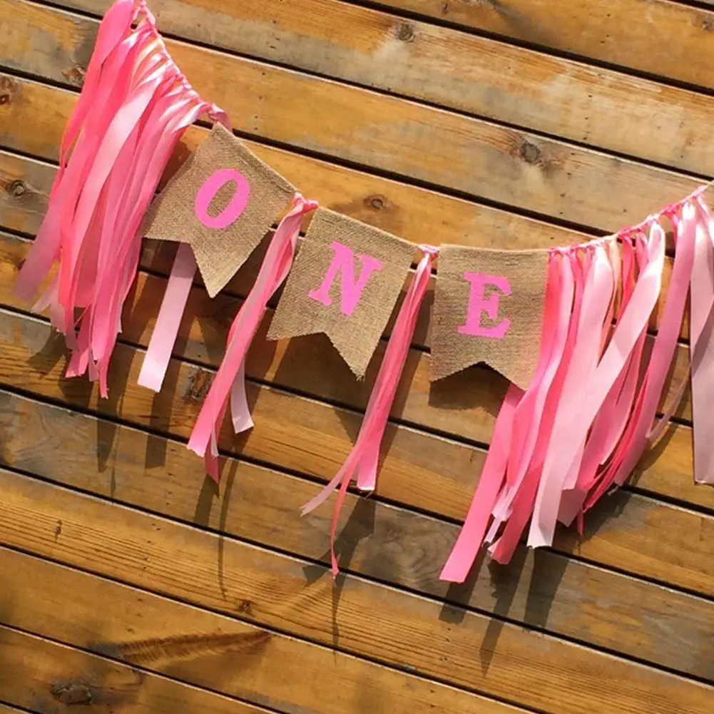 LanLan лента один первый флажок на день рождения для маленьких девочек и мальчиков Бантинг baby Shower вечерние украшения детской гирлянды