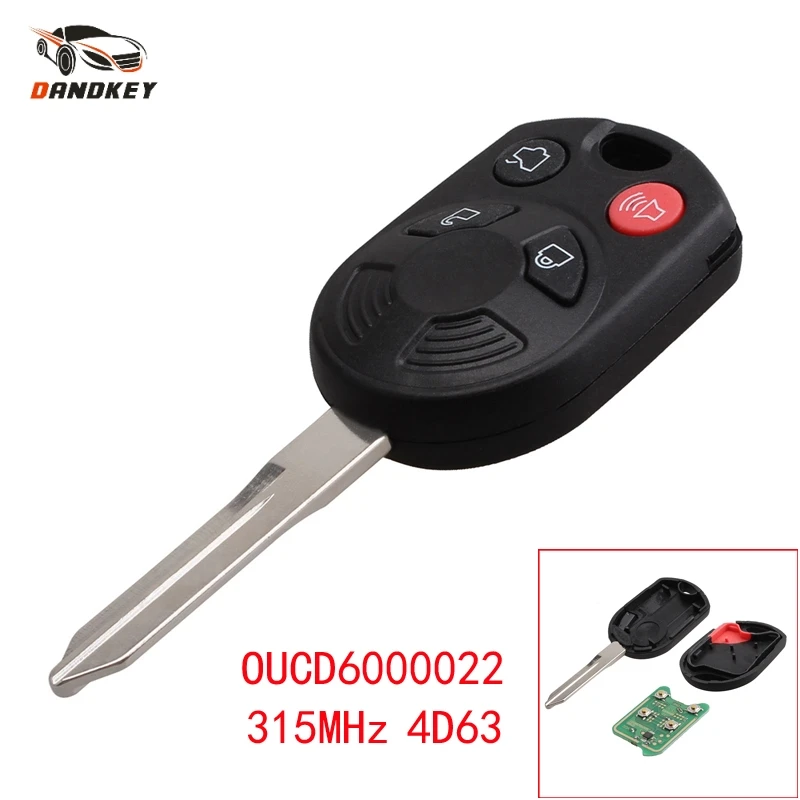 

Dandkey 4 Buttons Remote Key Fob For Ford Edge Escape Focus For Mazda Tribute OUCD6000022 315MHz With 4D63 Chip 80Bits Car Key