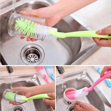 360 градусов щетка для детской бутылочки соска для Молока бутылка для воды с крышкой нейлон очистки бутылки щетка чистящий инструмент