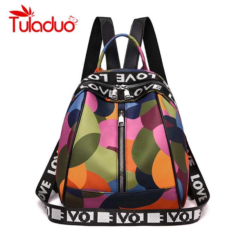 

Tuladuo 2019 Trendy Panelled Backpacks Women Fashion Zipper Design School Bags Girls Nylon Single Shoulder Bag Sac A Dos Mochila