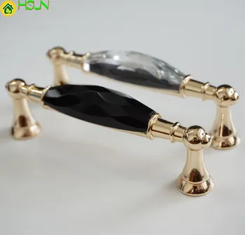 

3.75'' 5'' Glass Dresser Pulls Drawer Handles Gold Black / Clear Chrome Metal Modern Crystal Cupboard Pulls Cabinet Handle
