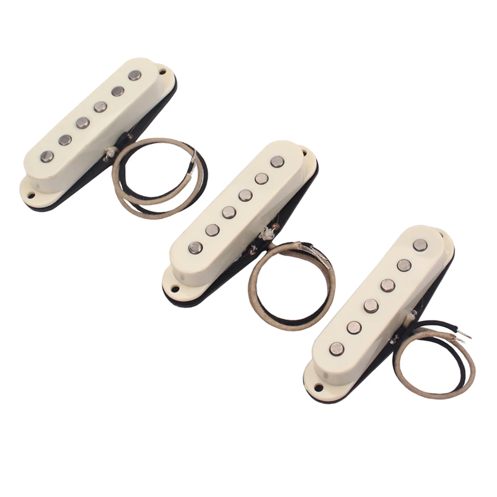 

3 Pcs Hand Wound Pickups Alnico 5 Pickup Neck/Middle/Bridge for ST Electric Guitar Part Pickup White Copper Aluminium Nickel