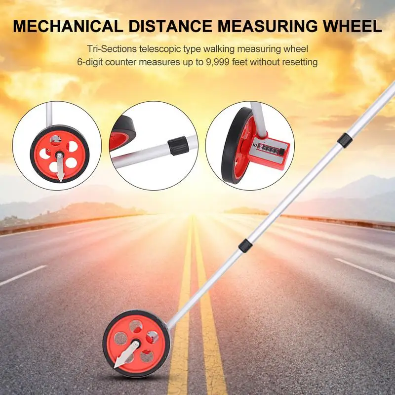 

Hand-Held Adjustable Mechanical Distance Measuring Wheel Digital Display Measuring Wheel 0-9999M Long Distance Single Wheel
