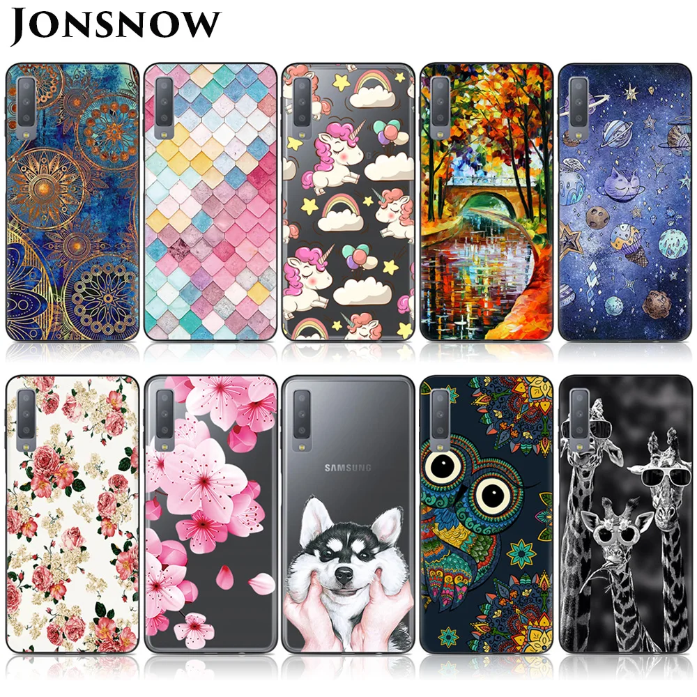 JONSNOW узорчатый чехол для Samsung Galaxy A7 2018 A750F прозрачная Мягкая силиконовая задняя