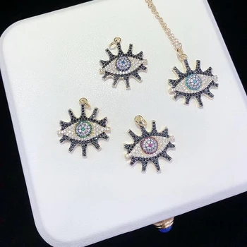 

6PCS ZYZ-N9920 Gold color Cubic Zirconia Micro Pave CZ Zircon Eye Pendant Necklace for Women Party Jewelry