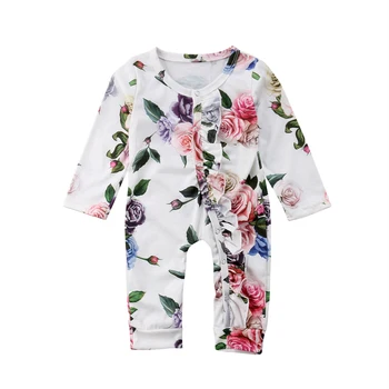 

Newborn Infant Baby Girls Soft Cotton Flower Pattern Long Sleeve Hot Sale Romper Jumpsuit Outfits Clothes