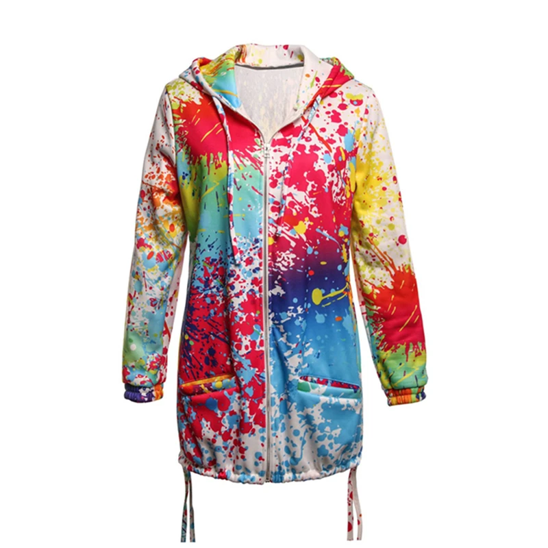 

Women's Long Sleeve Hooded Colorful Windbreaker Parka Jacket Coat Outwear Autumn Clothing