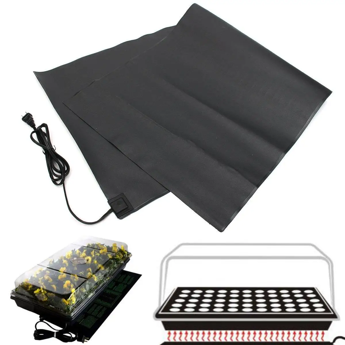 Large Black Waterproof Seedling Heat Mat Plant Seed Germination