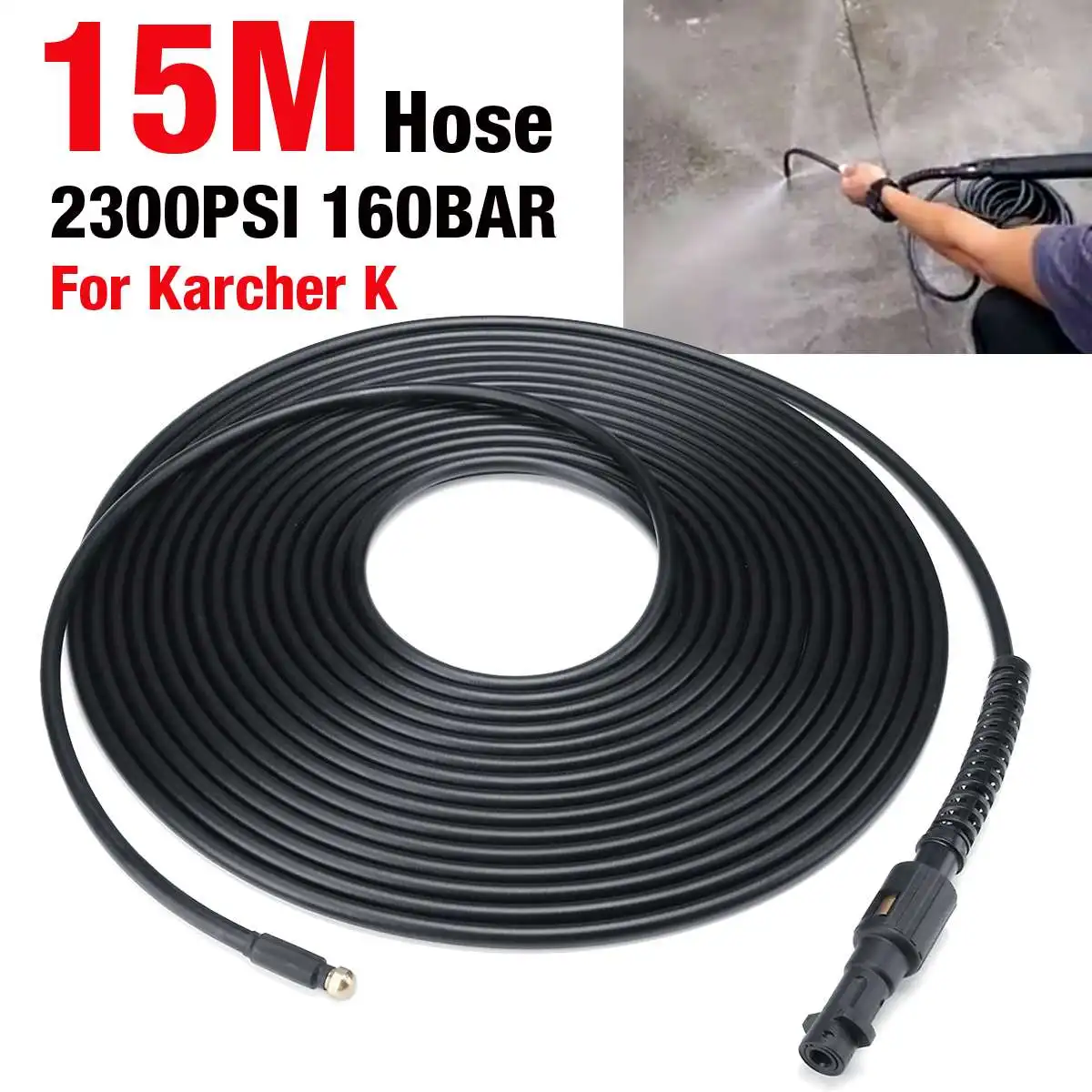 15m 2300PSI 160BAR Pressure Washer Sewer Drain Cleaning Hose Explosion