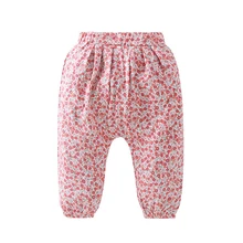 Одежда для новорожденных мальчиков брюки для годовалых девочек колготки для девочек; хлопковые леггинсы с мелким цветочным принтом Штаны