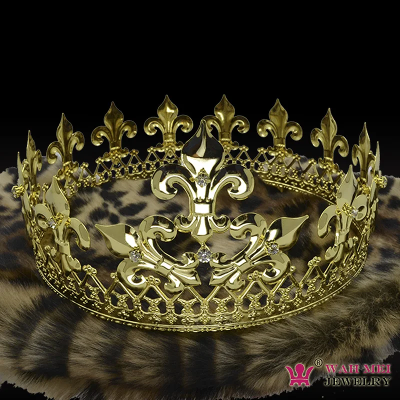 

Imperial Medieval Golden Crowns For Men Woman cosplay Model Show Hair Jewelry Gold Metal King Queen Hairwear Vintage Mo076