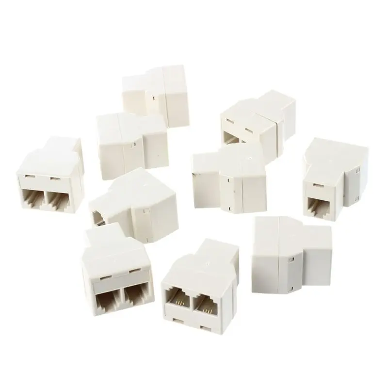 

Beige RJ11 6P4C 1 to 2 Female Plug Telephone line Splitter Connector 10 Pcs