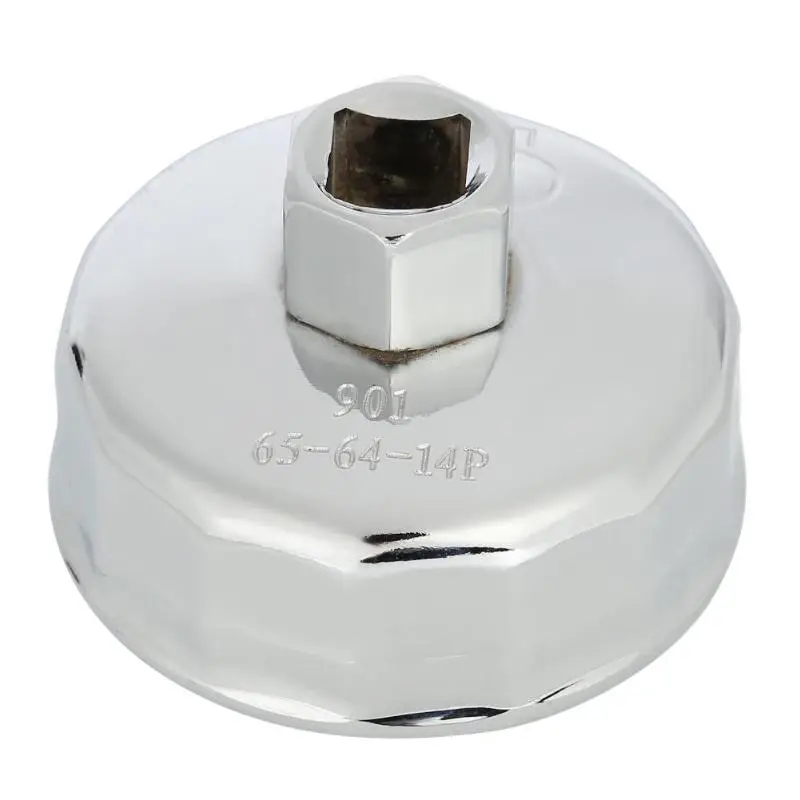 

Silver 1/2 Square Drive 70mm 14 Flute Steel Oil Filter Wrench Socket Remover Tool For Nissan Bluebird A8 Geely