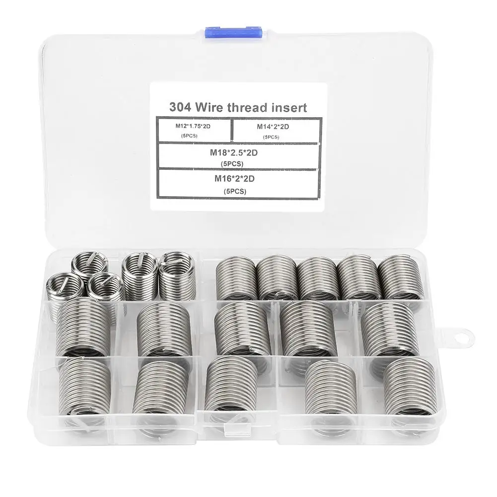 

20Pcs/Set M12-M18 Screw Thread Insert Stainless Steel SS304 Coiled Wire insert Helical Threaded Inserts Assortment Kit screw