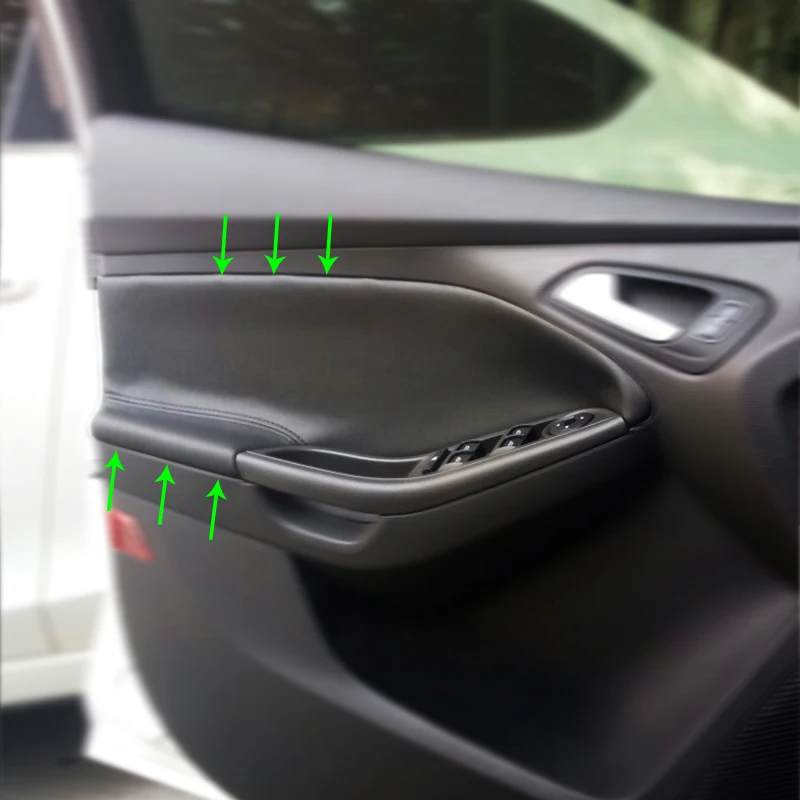 Из микрофибры в стиле интерьера автомобиля дверные ручки подлокотник Панель чехлы накладка для Ford Focus 2012 2013