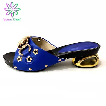 

New Arrival Designer Shoes Women Luxury 2019 Low Heels Open Toe Sandals Nigerian Women Wedding Shoes Decorated with Rhinestone