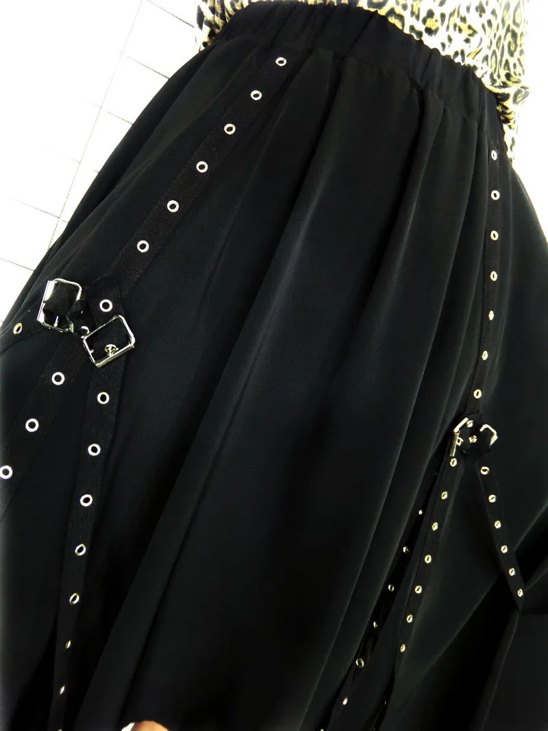 Новое поступление, модные Асимметричные женские юбки с эластичной резинкой на талии, дизайн в стиле панк, Харадзюку, асимметричная черная повседневная юбка, W812