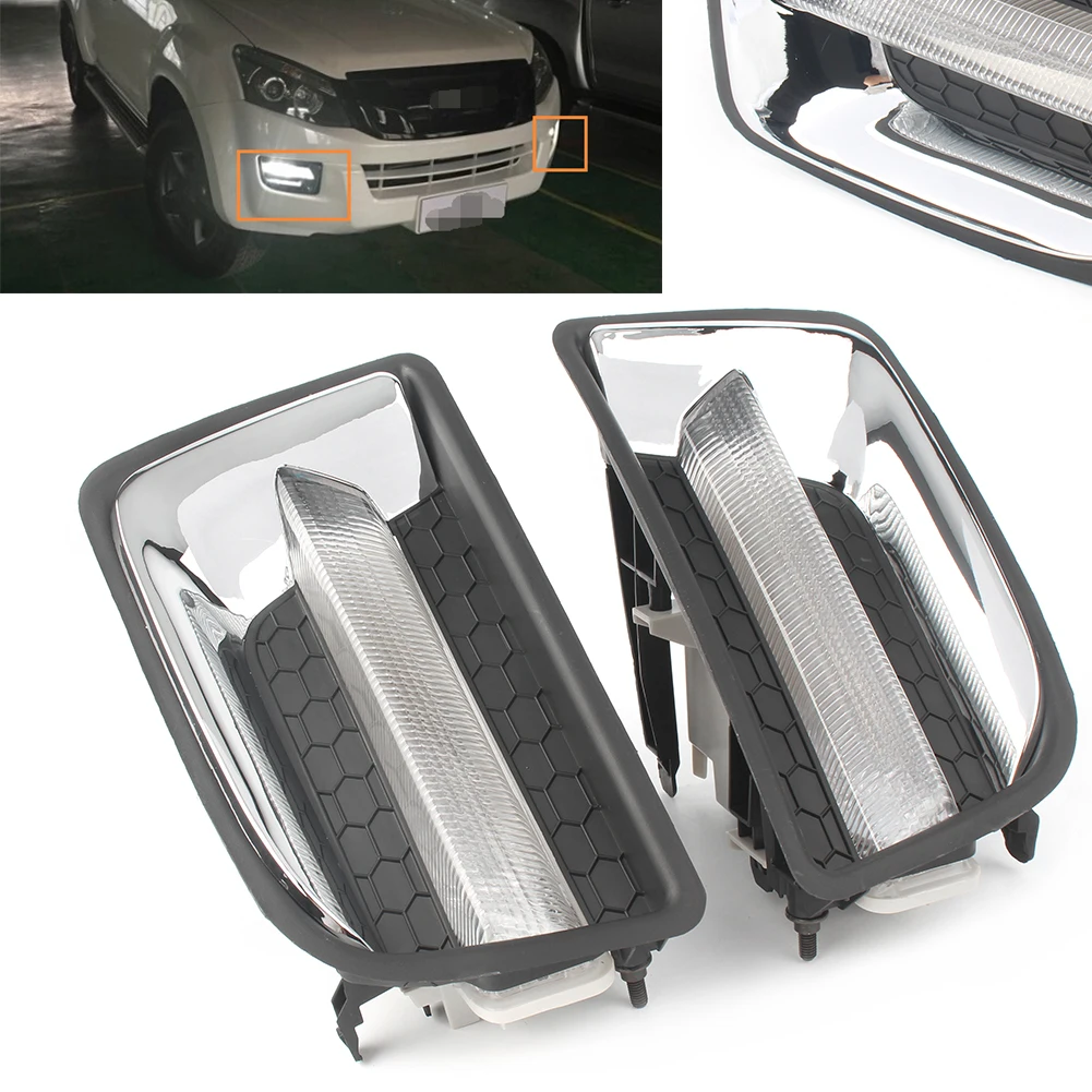 

2Pcs Car Front Bumper LED Fog Lamp Lights DRL Driving Daytime Running Light For Isuzu D-MAX 2014 2015 DMax 14 15