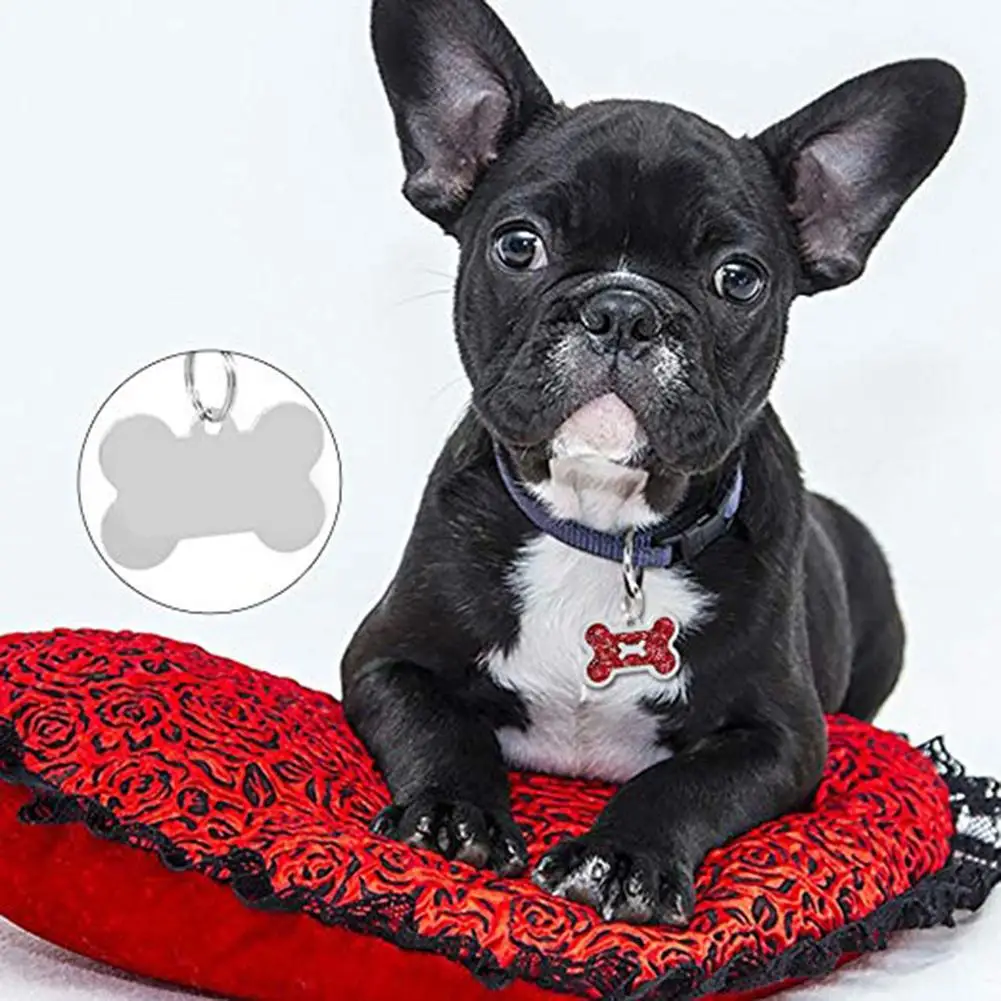 В форме кости сплав собака тэг идентификационноо имени Блестки Bling Pet