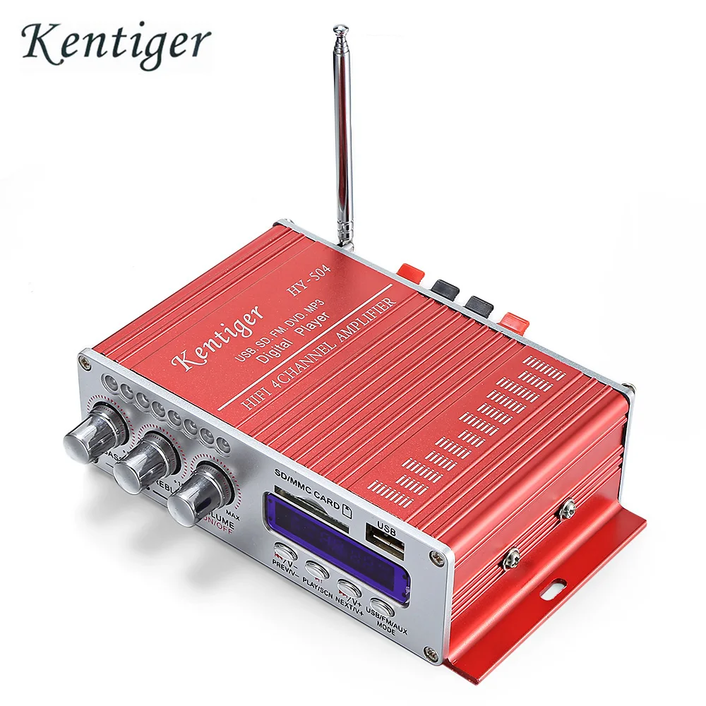 Kentiger HY-504 HiFi 4 канала стерео Автомобильные усилители Audio Remote Управление Усилитель Стерео FM радио DSP звук Super Bass