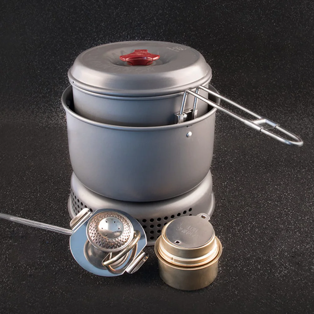 

5PCS Portable Utensil Gas Stove Burners Alcohol Stove Set Outdoor Cookware Tableware Cooking Set Windproof Camping Stove Pot Pan