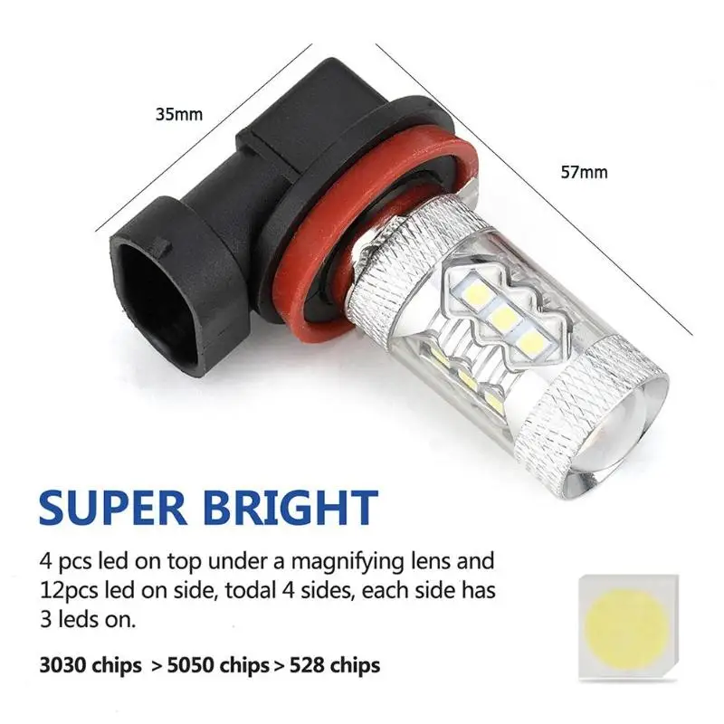 

VODOOL 1Pcs H8 9005 H11 9006 Car Front Fog Lights Bulb 120LM 6000K White COB LED Waterproof Car Driving Daytime Running Lamp