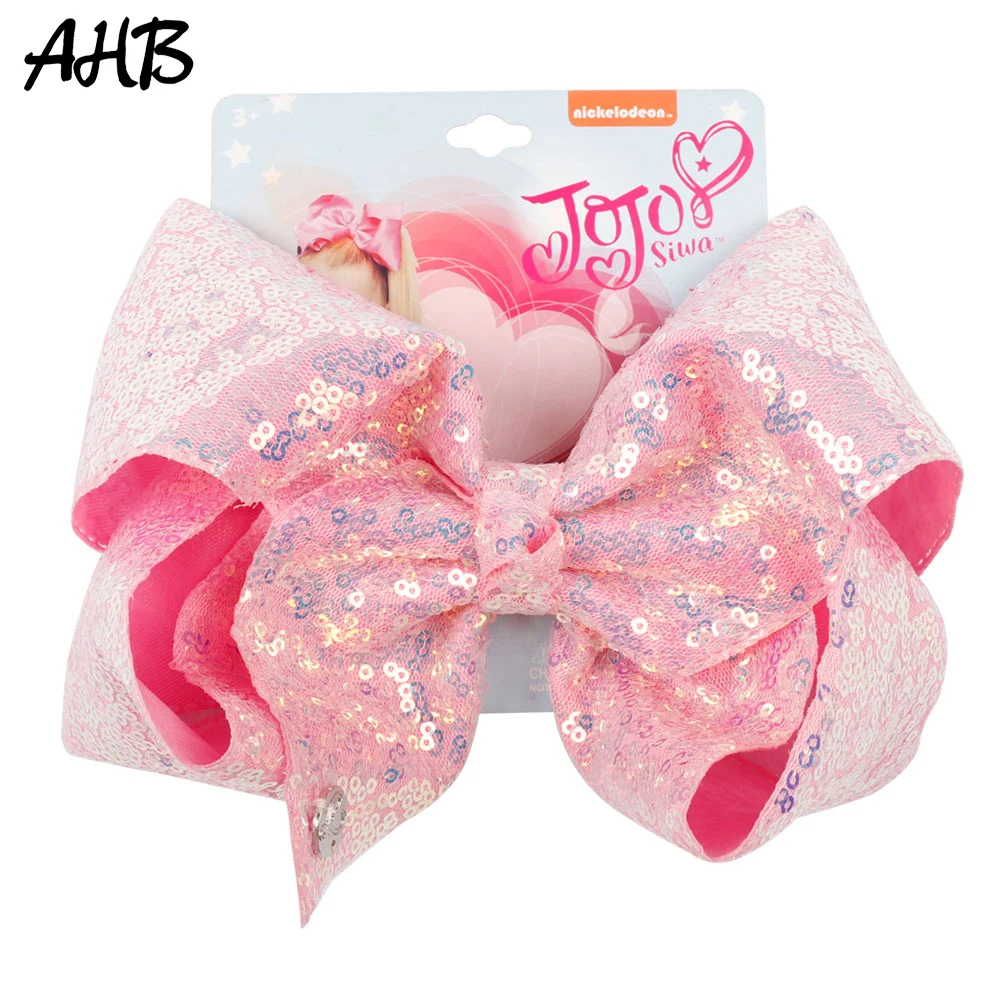 

Cute Hair Bow 8 inch Pink Pastel Rainbow Sequins Knot Bow Cheer Dance Party Princess Hair Clip for Girl Hair Accessories