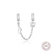 Подходит для браслетов Pandora, 925 пробы, серебряные декоративные бабочки, безопасная цепочка, очаровательные бусины, 925, изготовление ювелирных изделий