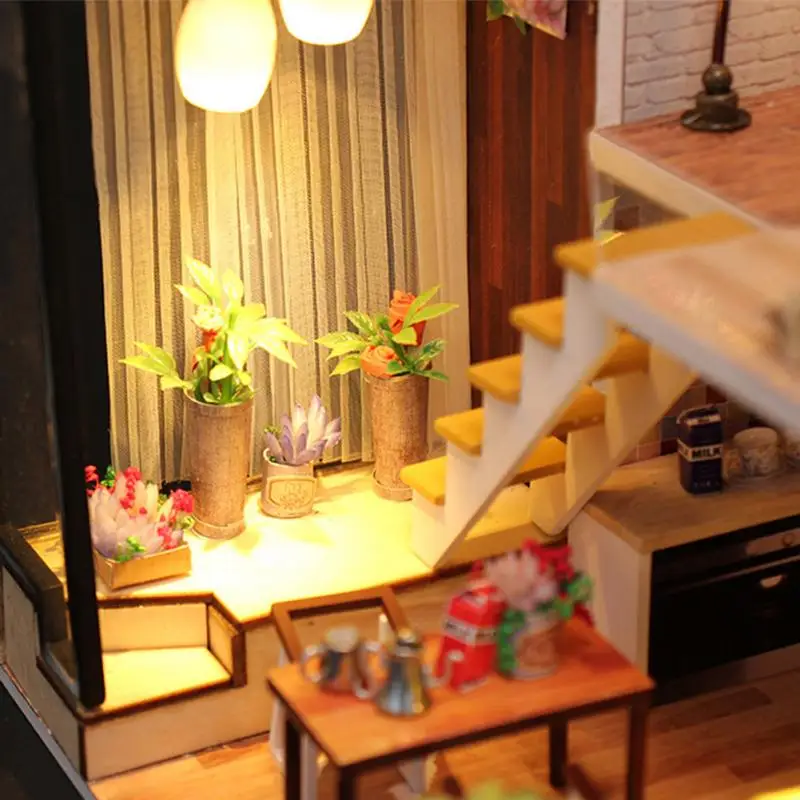 Furniture Doll House Nordic Wooden Diy Miniature DIY DollHouse Furniture Kit Assemble Dust Cover Doll Home Toys For Children Furniture Doll House Nordic Wooden Diy Miniature DIY DollHouse Furniture Kit Assemble Dust Cover Doll Home Toys For Children