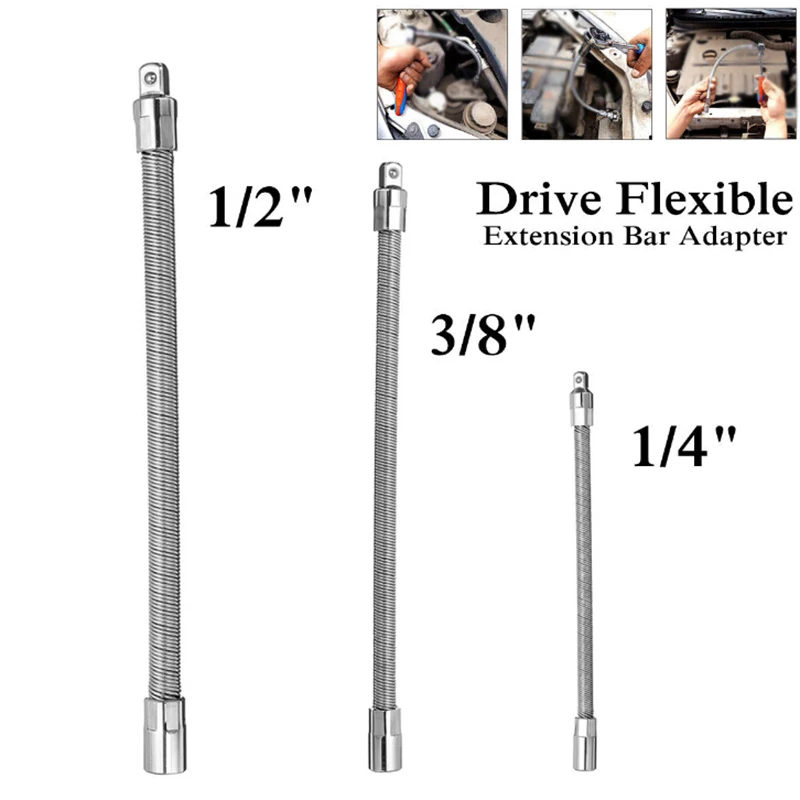 

3pcs Set 1/4" 3/8" 1/2" Drive Flexible Shaft Socket Extension Bar Adapters
