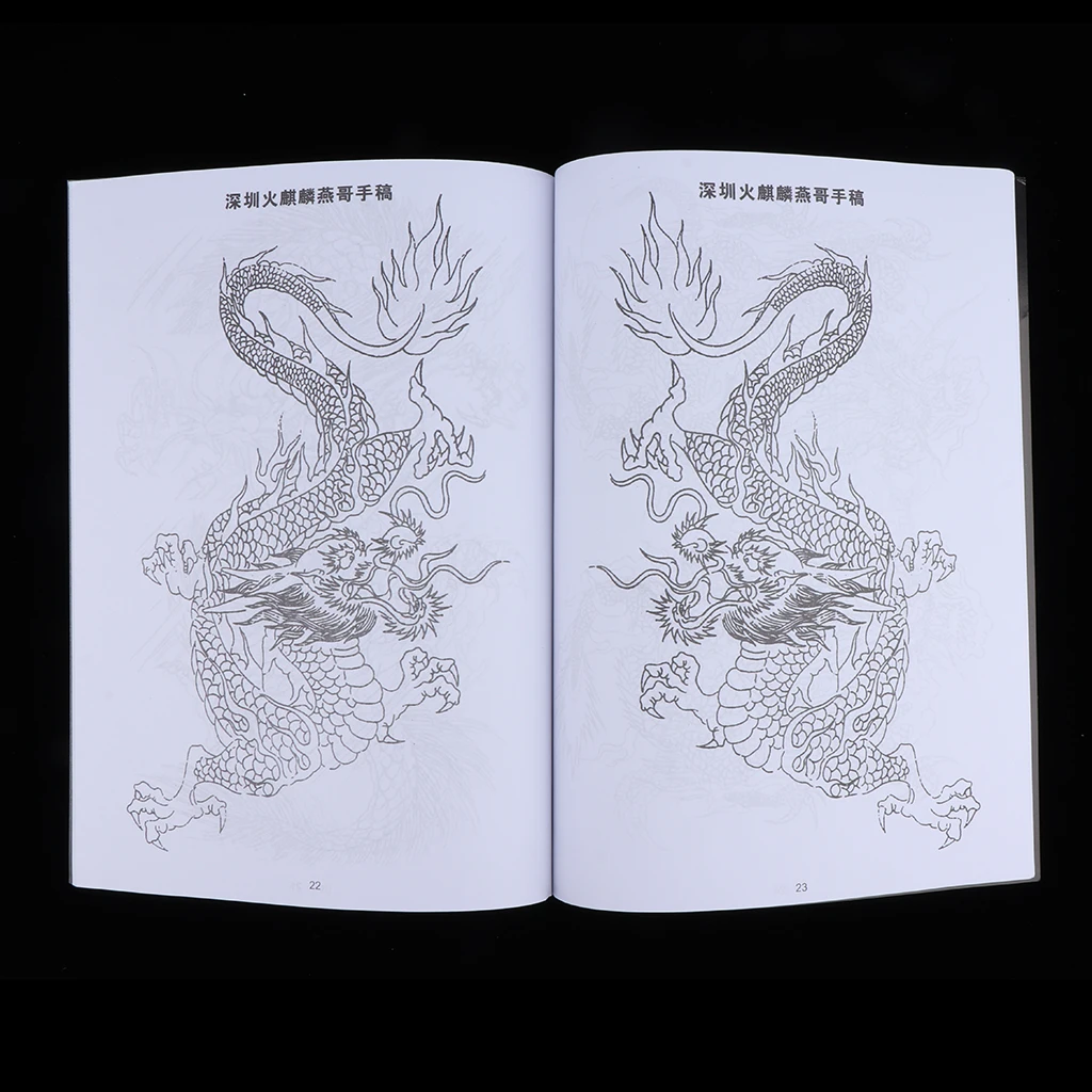 Восточное боди-арт тату флэш Дракон справочный узор рукописные книги 48 страниц