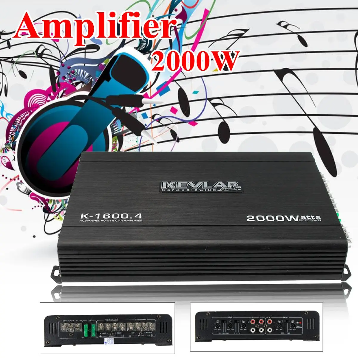 4 Channel 2000 Watts Professional Power Amplifier AMP Stereo GTD Audio