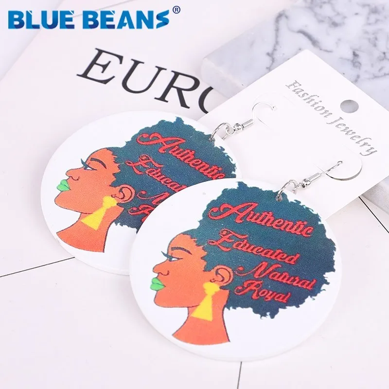 

Women earring sjewelry fashion bohemian Retro heart natural Leopard print Human form flower painting Sculpture wood earrings