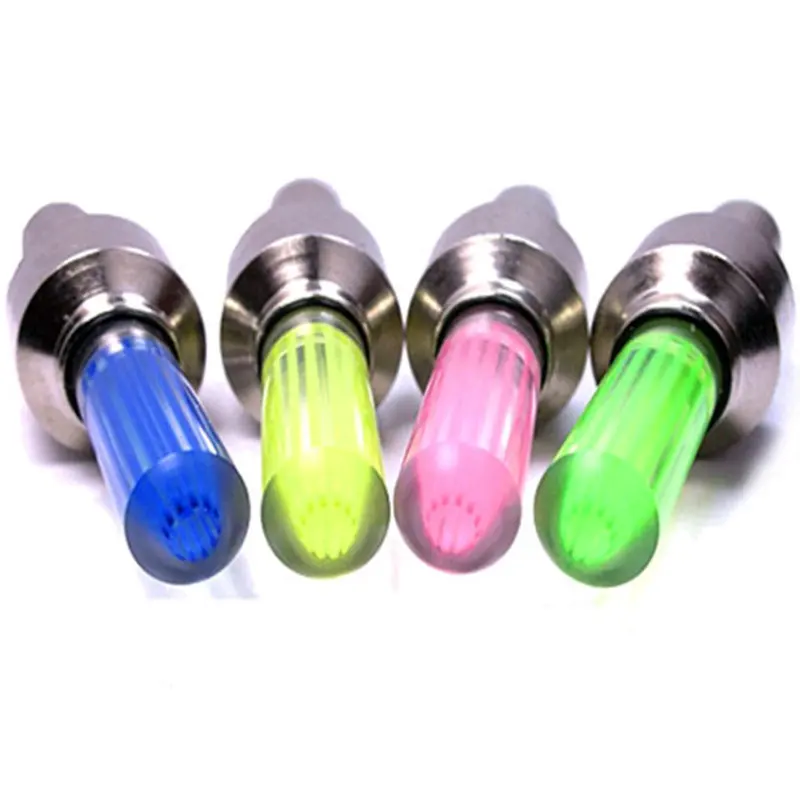 

2Piece Bicycle Tyre Valve Caps Light MTB Spokes LED Wheel Light Pink/Green/Blue/Yellow Cycling Accessories with Battery