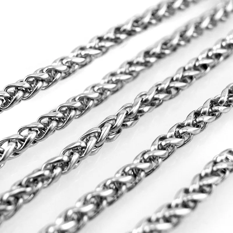

DIY Men Stainless Steel Jewelry braid wheat necklace 4/5/6mm rope Chain SELL IN METERS men women necklace Wholesale chain