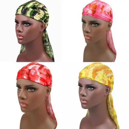Женская и мужская атласное шелковое бандана Durag головной убор с длинным хвостом