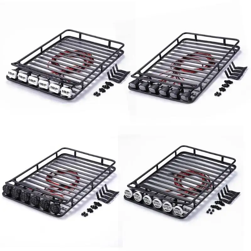 

Roof Rack Luggage Carrier with 6LED Light for 1/10 RC Crawler D90 Rc4wd Axial Scx10 Jeep