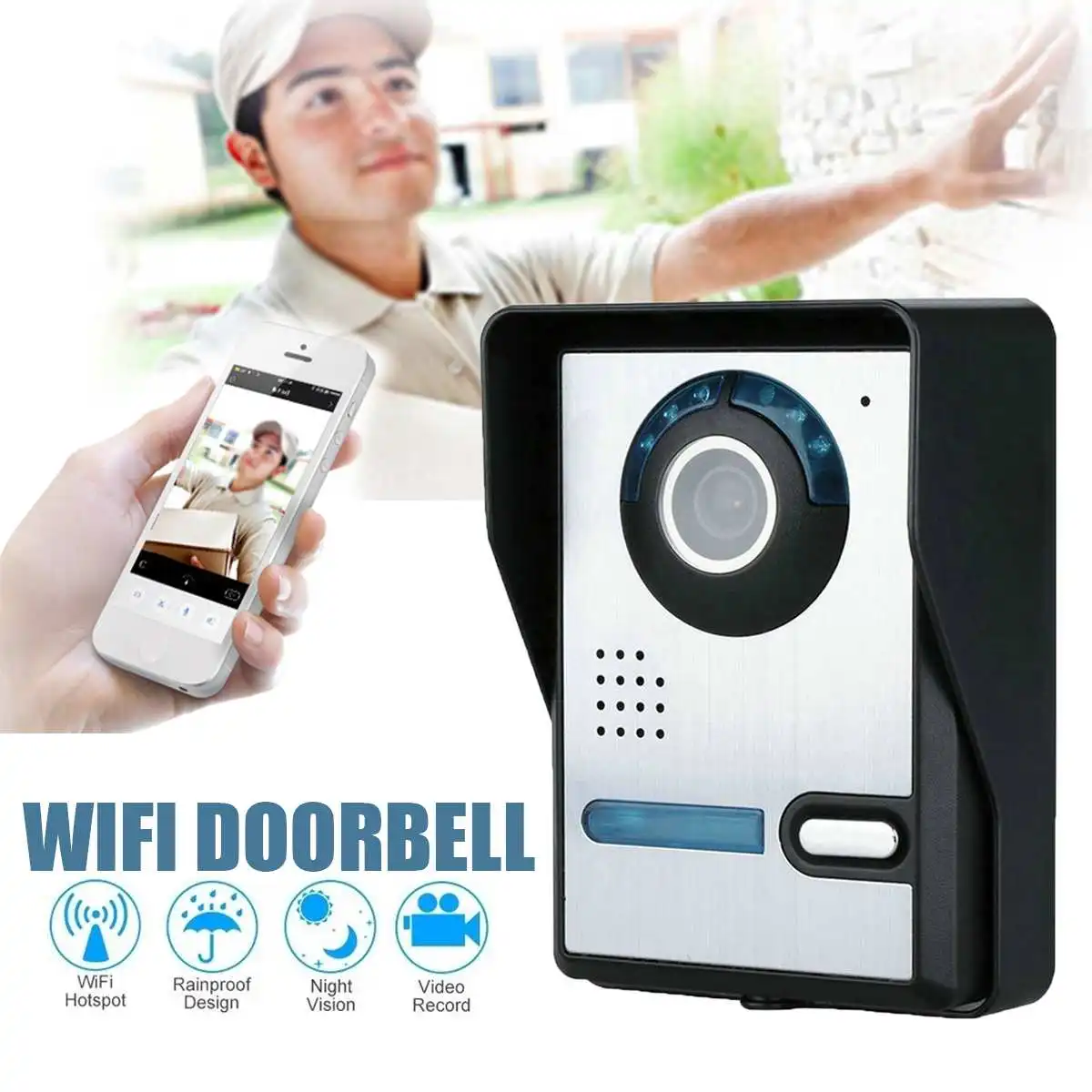 

WiFi Video Doorbell Door Camera Viewer Night Vision Remote Control Ring Bell Rainproof Smart Home Security Door Intercom