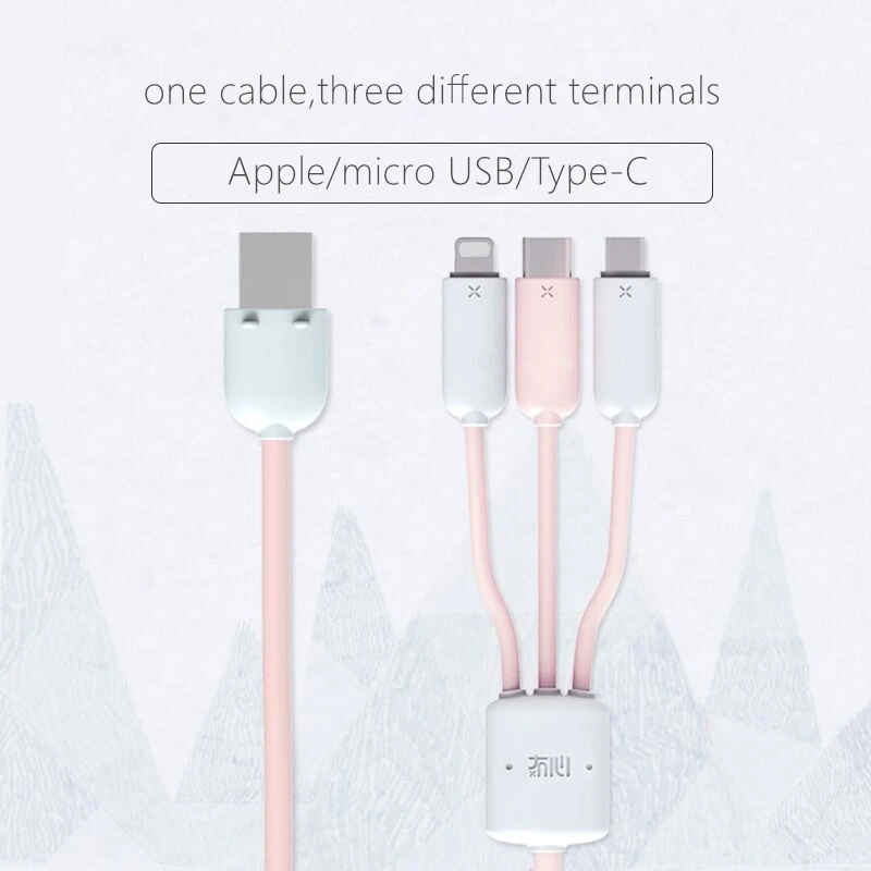 3 في 1,1 m بيانات كابل + سريع تهمة كابل ، 2.4A ، مستقرة و نقل سريع سلك ، مصغرة USB نوع-c و ل iphone/ipad البيانات سلك