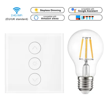 

In Wall Power Switch Touch Control WiFi Light Switch Wireless Smart Light Dimmer Work with Alexa Google Assistant