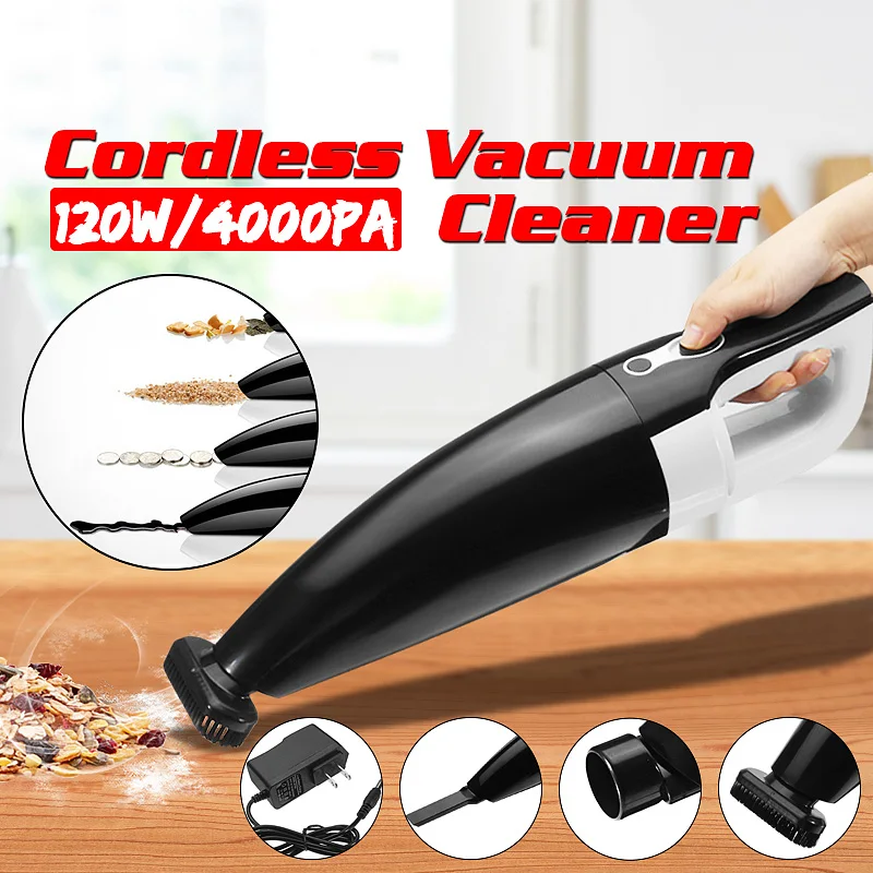 

Portable Cordless Vacuum Cleaner 120W 4000Pa Handheld Lithium Electricity Rechargeable Vaccum Cleaner for Car Home Dry/Wet Clean