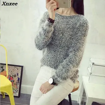 

2018 New fashion Korean mohair Women's pullovers sweaters and female casual joker long sleeve loose sweaters Women knitted tops