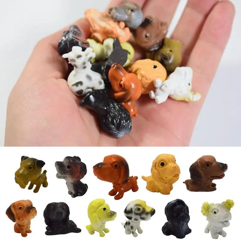 

12pcs/Set Plastic Simulation Mini Dogs Models Kids Children Emulation Animal Puppy Toys Gifts Action Toy Figures