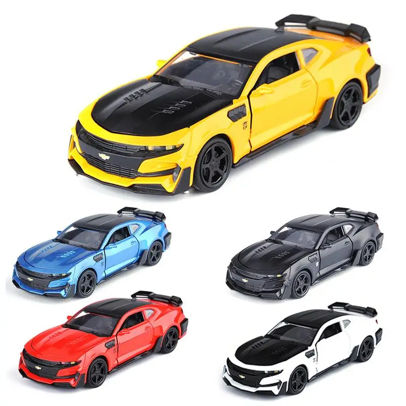 

HOT 1/32 Chevrolet Camaro Alloy Model Car Acousto-optic Pull Back With Pedestal For Boy Children And Kids Gift 5 Colors