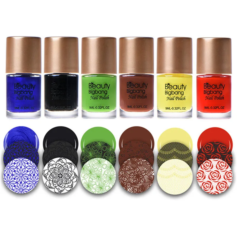 

BeautyBigBang 6 bottles Nail Stamping Polish Set Printing Varnish Lacquer for Nail Art Stamping Plate Nail Polish