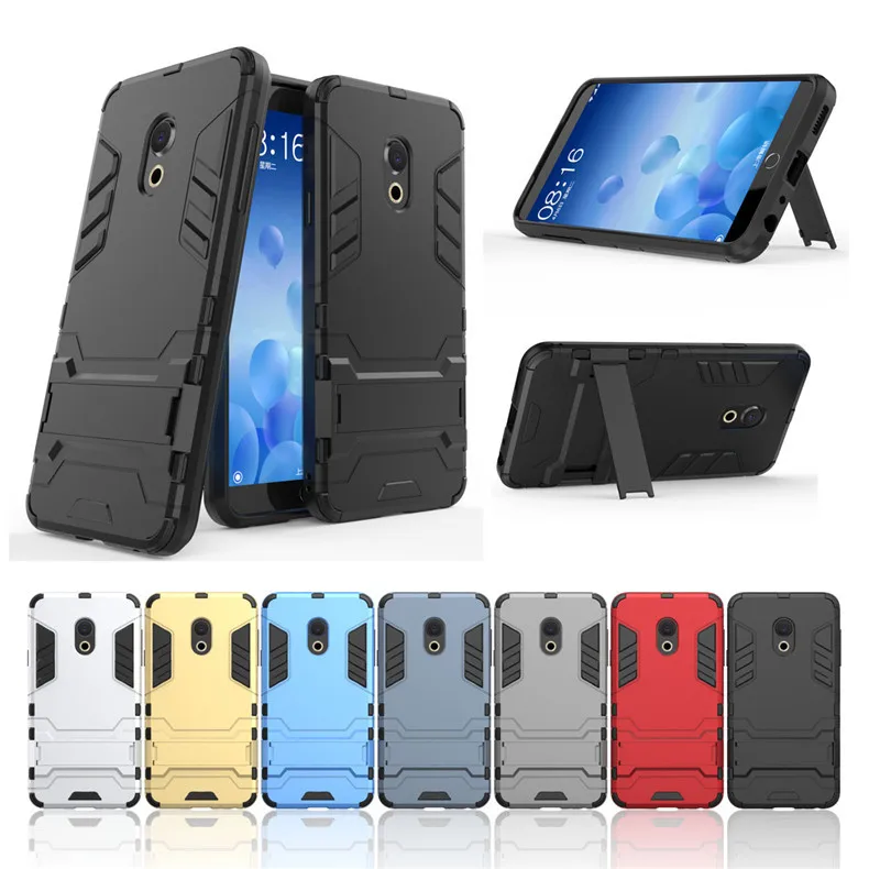 

2 in 1 Shockproof Armor Phone Case for Meizu M15 M15 Lite Stand Back Protection Cover For Meizu M15 Lite With Hydrogel Film