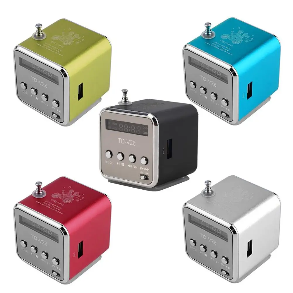 

Portable Mini Speaker FM Radio SD TF Card Micro USB Stereo Super Bass Speakers MP3/4 Music Player No Wireless Bluetooth Function