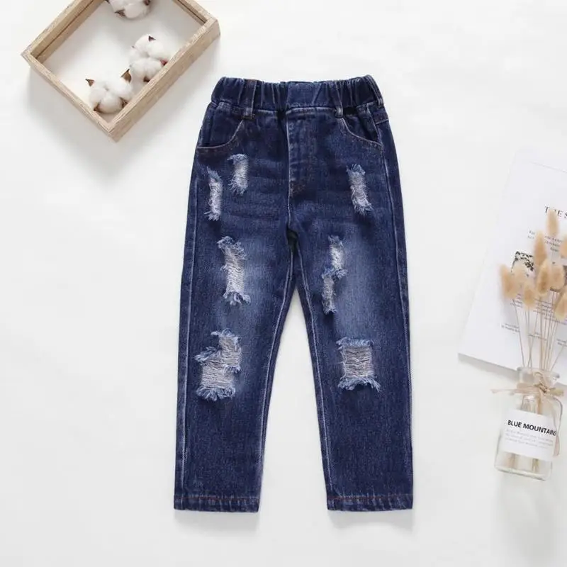 

Kids Vintage Girls Jeans Children Elastic Waist Denim Pants Autumn Bottoms D1