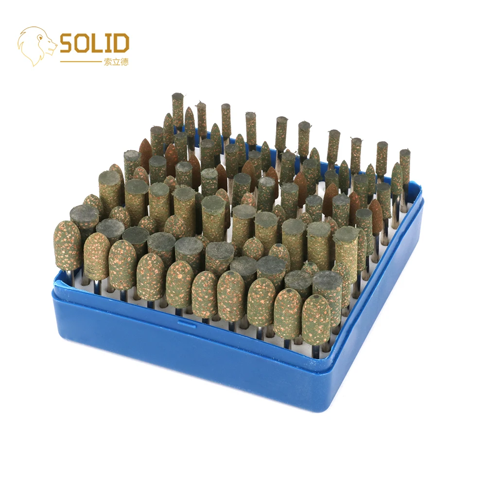 

100Pcs/box 1/8" shank Assorted Sesame Rubber Mounted Point Grinding Head Dremel Rotary Tools for Polishing Metal, Wood, Jewelry