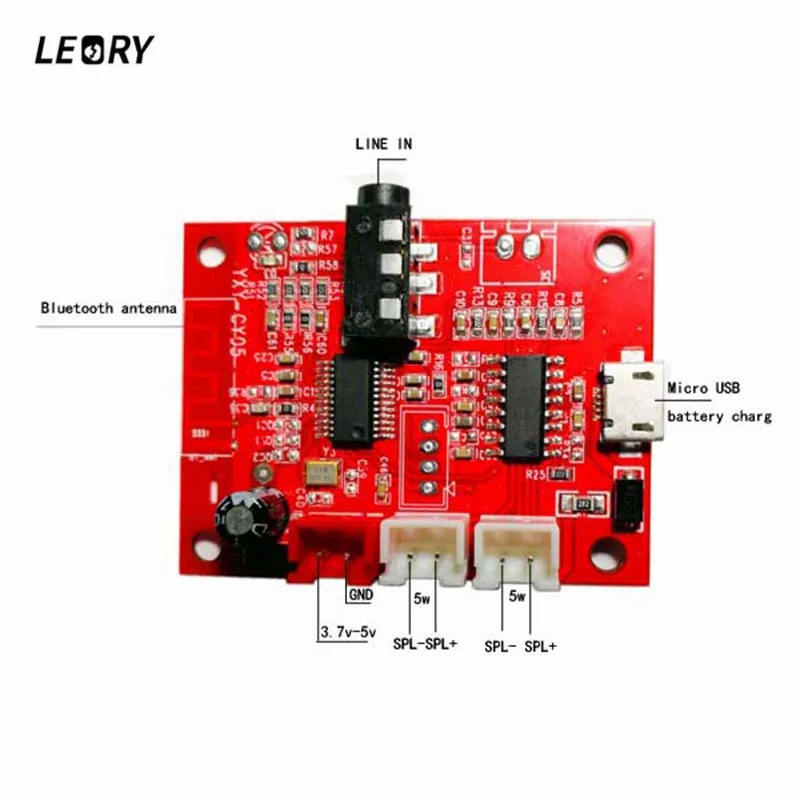 

LEORY bluetooth Decoder Module 4.2 Receiver Board Stereo Audio Power Amplifier AUX with Micro USB 2*5W 3.7-5.3V
